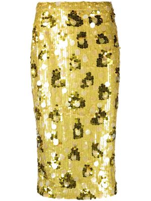 P.A.R.O.S.H. sequin-embellished midi skirt - Yellow