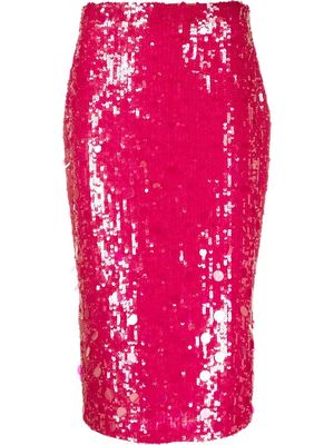 P.A.R.O.S.H. sequin-embellished pencil skirt - Pink