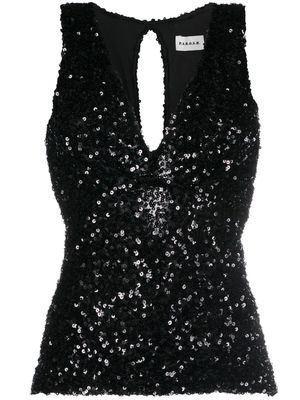 P.A.R.O.S.H. sequin-embellished sleeveless top - Black