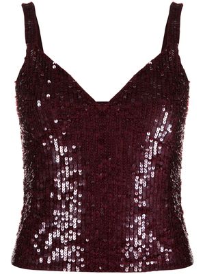 P.A.R.O.S.H. sequin-embellished sleeveless top - Red