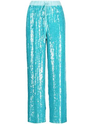 P.A.R.O.S.H. sequin-embellished straight-leg trousers - Blue