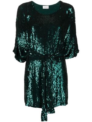 P.A.R.O.S.H. sequin-embellished tied-waist dress - Green