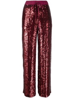 P.A.R.O.S.H. sequin straight-leg trousers - Red
