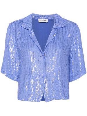 P.A.R.O.S.H. sequined notched-collar cropped shirt - Purple
