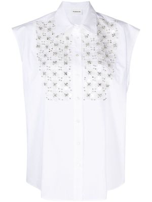 P.A.R.O.S.H. sequined sleeveless cotton blouse - White