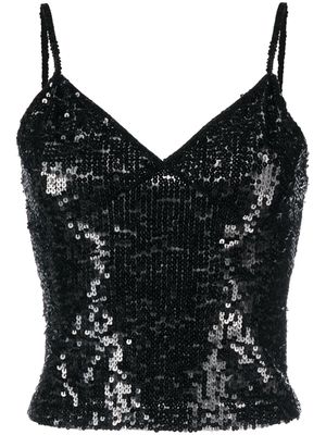 P.A.R.O.S.H. sequined sweetheart tank top - Black