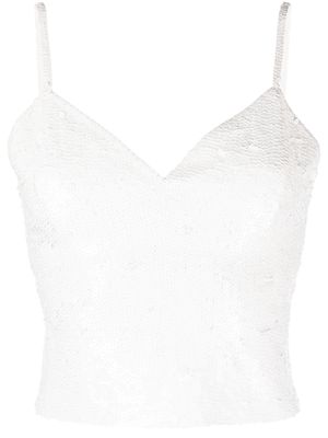 P.A.R.O.S.H. sequined sweetheart tank top - White