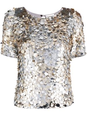 P.A.R.O.S.H. sequinned crew-neck blouse - Silver