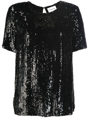 P.A.R.O.S.H. sequinned short-sleeve top - Black