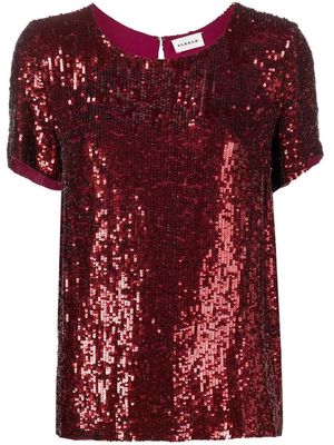 P.A.R.O.S.H. sequinned short-sleeve top - Red