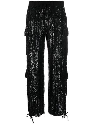 P.A.R.O.S.H. sequinned straight-leg cargo trousers - Black