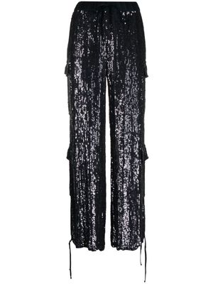 P.A.R.O.S.H. sequinned straight-leg cargo trousers - Blue