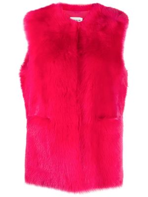 P.A.R.O.S.H. shearling open front gilet jacket - Pink