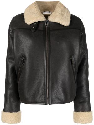 P.A.R.O.S.H. shearling-trim leather Aviator jacket - Brown
