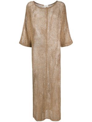 P.A.R.O.S.H. sheer knitted-construction dress - Brown