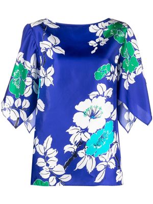P.A.R.O.S.H. Shine floral-print blouse - Blue