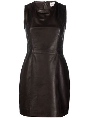 P.A.R.O.S.H. sleeveless faux-leather shift dress - Brown