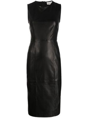 P.A.R.O.S.H. sleeveless leather midi dress - Black