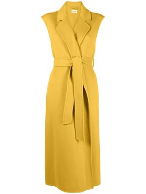 P.A.R.O.S.H. sleeveless wool tied-waist coat - Yellow