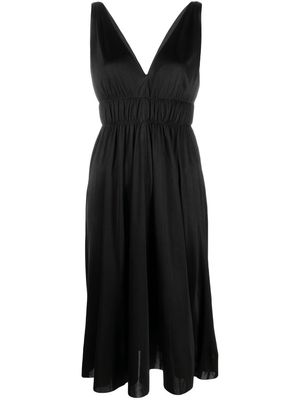 P.A.R.O.S.H. smocked-detail V-neck dress - Black