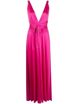 P.A.R.O.S.H. smocked-detail V-neck dress - Pink