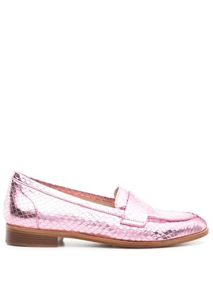 P.A.R.O.S.H. snakeskin-effect metallic loafers - Pink
