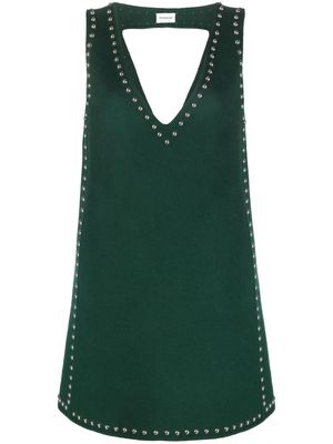 P.A.R.O.S.H. studded V-neck mini dress - Green