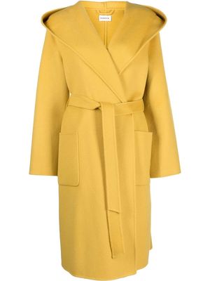 P.A.R.O.S.H. tie-waist wrapped wool coat - Yellow