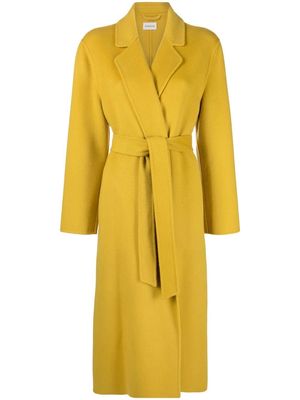 P.A.R.O.S.H. tied-waist long wool coat - Yellow