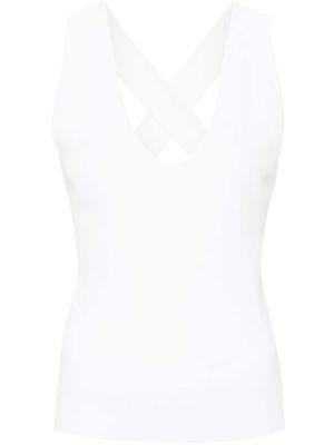P.A.R.O.S.H. V-neck fine-knit top - White