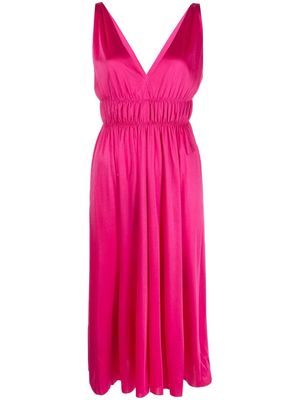 P.A.R.O.S.H. V-neck pleated dress - Pink