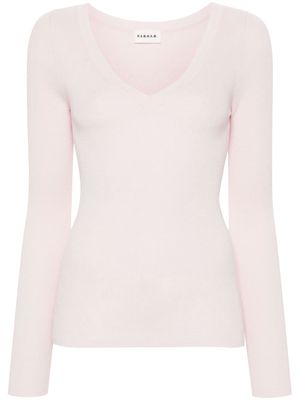 P.A.R.O.S.H. V-neck ribbed knit top - Pink