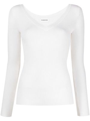 P.A.R.O.S.H. V-neck ribbed-knit wool jumper - White