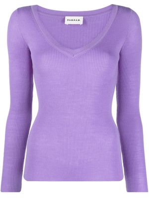P.A.R.O.S.H. V-neck ribbed wool jumper - Purple