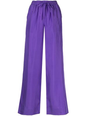 P.A.R.O.S.H. wide leg silk drawstring trousers - Purple