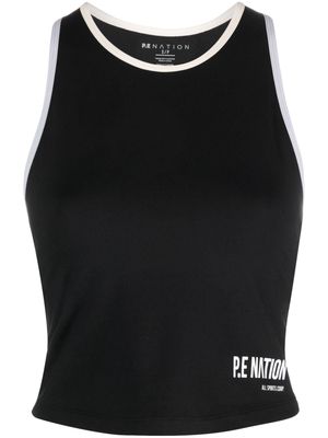P.E Nation logo-print racerback performance tank top - Black
