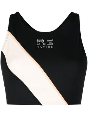 P.E Nation panelled logo-print sports bra - Black