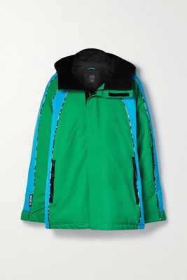 P.E NATION - Park City Hooded Padded Color-block Recycled-canvas Ski Jacket - Green