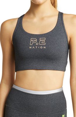 P. E Nation Reaction Sports Bra in Charcoal Marl