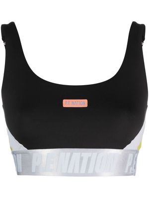 P.E Nation Refraction logo-underband sports bra - Black