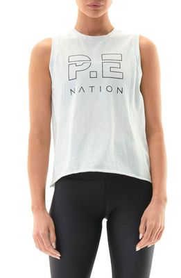 P. E Nation Shuffle Organic Cotton Logo Tank in Illusion Blue