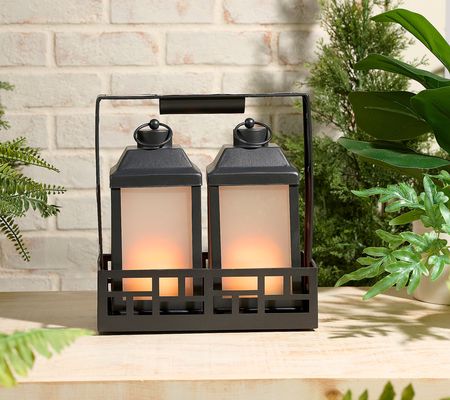 P.S. Home Set of 2 Solar-Powered Lanterns with Charging Base