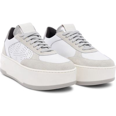 P448 Empire Platform Sneaker in White-Silver 