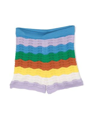 PAADE MODE rainbow-motif crochet shorts - Blue