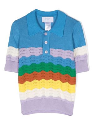 PAADE MODE rainbow-motif knitted polo shirt - Blue