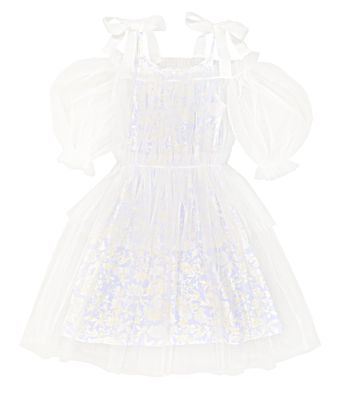 Paade Mode Ruched floral cotton-lined tulle dress