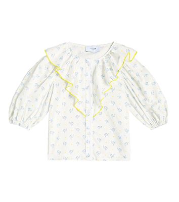 Paade Mode Ruched floral cotton shirt