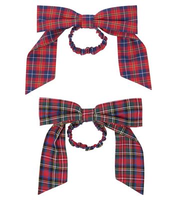 Paade Mode Set of 2 checked cotton scrunchies