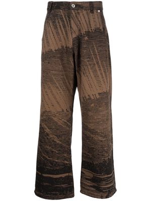 PACCBET abstract-print wide-leg jeans - Brown