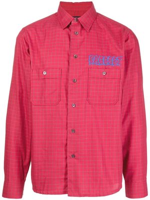 PACCBET check-pattern logo-print shirt - Red